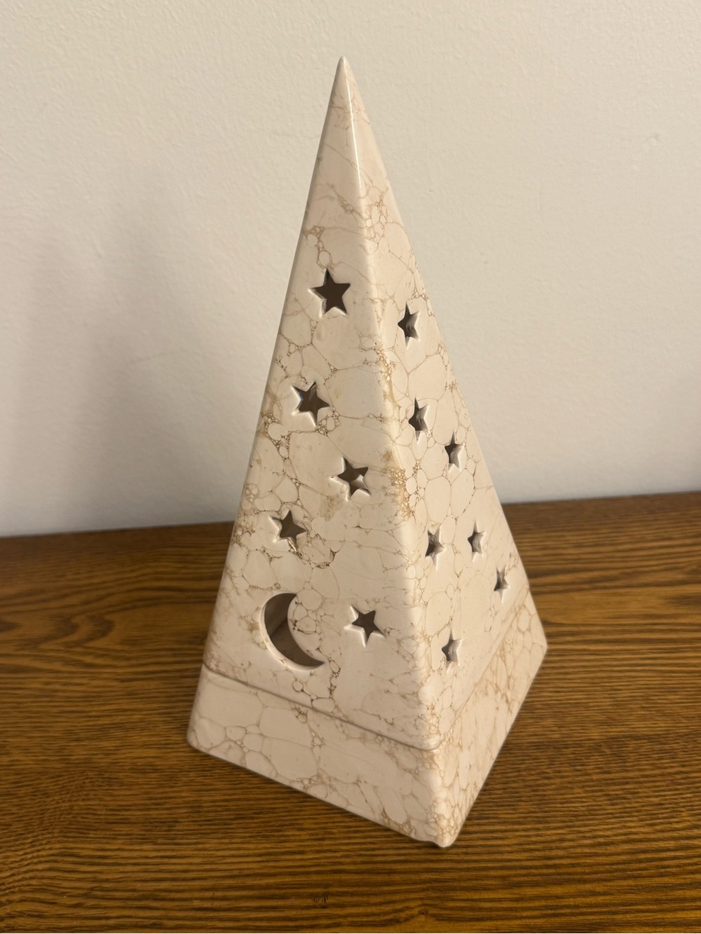 1990s PartyLite "Galaxy Pyramid" ceramic tealight candle holder GUC - Picture 2 of 9